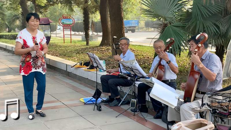 黄梅戏名段《女驸马·民女名叫冯素珍》：无为市民国庆表演文艺
